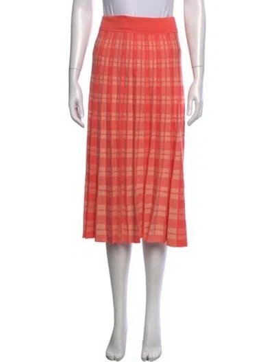 Pre-owned Kate Spade Plaid Print Midi Length Skirt In Pink