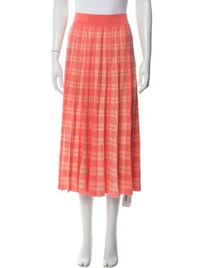 Pre-owned Kate Spade Plaid Print Midi Length Skirt W/ Tags In Orange