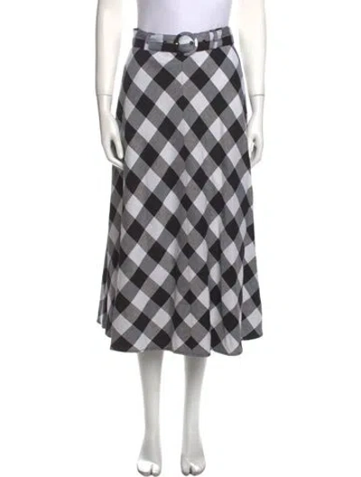 Pre-owned Kate Spade Plaid Print Midi Length Skirt In White