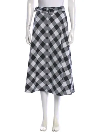 Pre-owned Kate Spade Plaid Print Midi Length Skirt In White