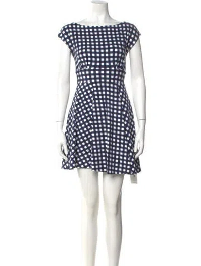 Pre-owned Kate Spade Plaid Print Mini Dress In Blue