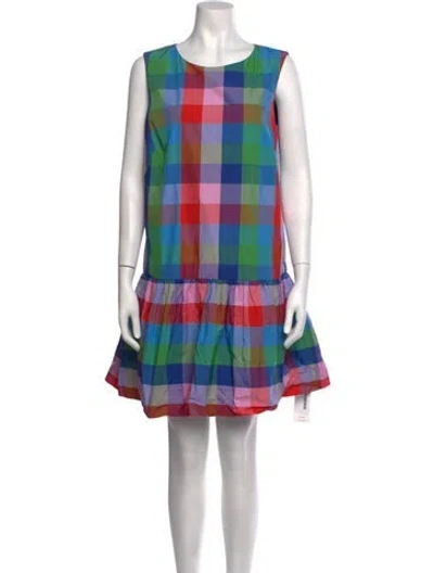 Pre-owned Kate Spade Plaid Print Mini Dress In Blue