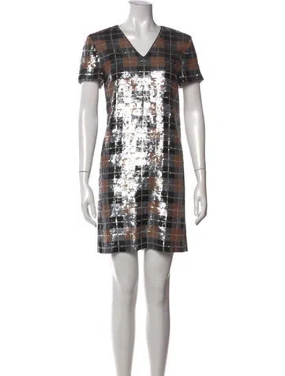 Pre-owned Kate Spade Plaid Print Mini Dress In Brown