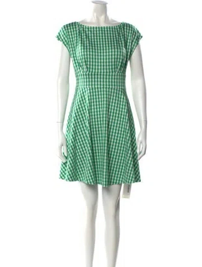 Pre-owned Kate Spade Plaid Print Mini Dress In Green