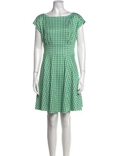 Pre-owned Kate Spade Plaid Print Mini Dress In Green