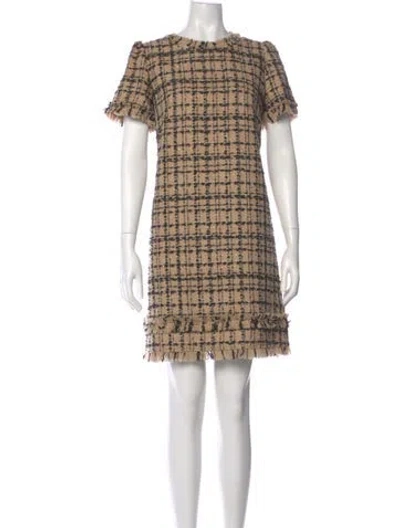 Pre-owned Kate Spade Plaid Print Mini Dress In Neutral