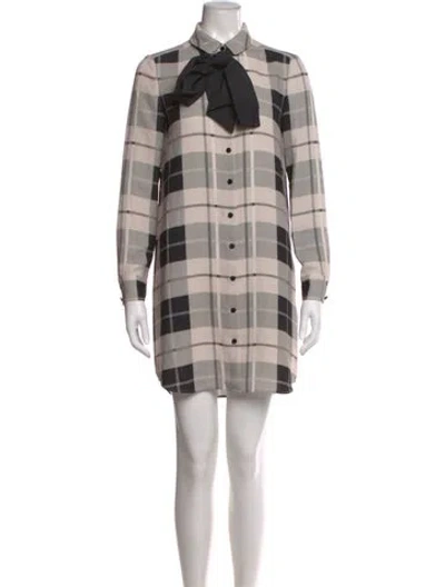 Pre-owned Kate Spade Plaid Print Mini Dress In Neutral