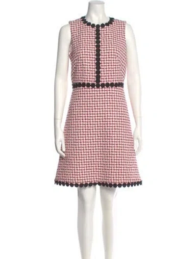 Pre-owned Kate Spade Plaid Print Mini Dress In Pink