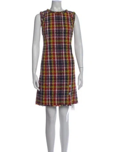 Pre-owned Kate Spade Plaid Print Mini Dress In Pink
