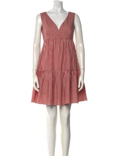 Pre-owned Kate Spade Plaid Print Mini Dress In Red