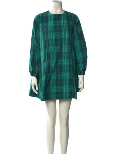 Pre-owned Kate Spade Plaid Print Mini Dress W/ Tags In Green
