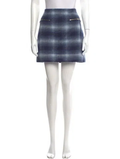 Pre-owned Kate Spade Plaid Print Mini Skirt In Blue