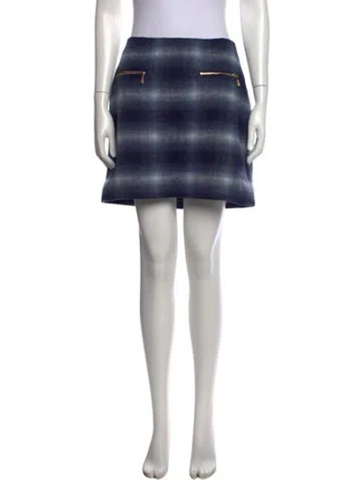 Pre-owned Kate Spade Plaid Print Mini Skirt In Blue