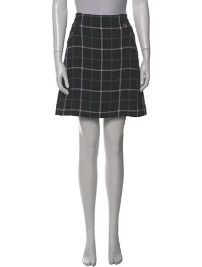 Pre-owned Kate Spade Plaid Print Mini Skirt In Gray