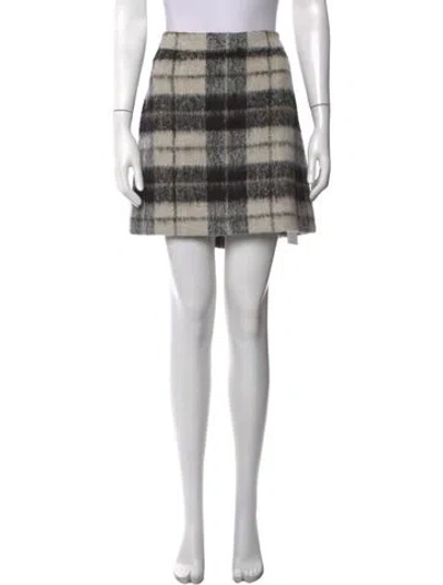 Pre-owned Kate Spade Plaid Print Mini Skirt In Grey