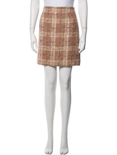 Pre-owned Kate Spade Plaid Print Mini Skirt In Multicolor