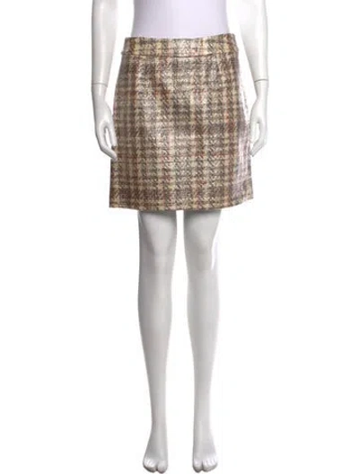 Pre-owned Kate Spade Plaid Print Mini Skirt In Neutrals