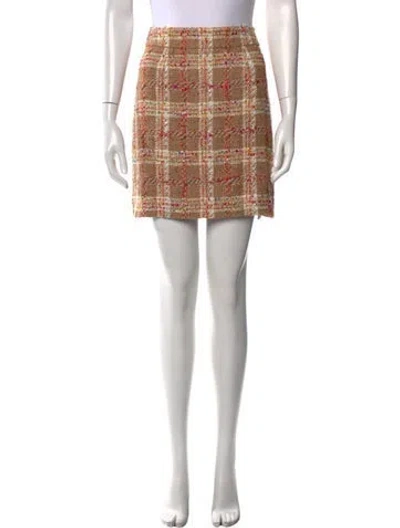 Pre-owned Kate Spade Plaid Print Mini Skirt In Pink