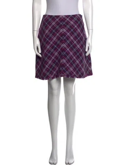 Pre-owned Kate Spade Plaid Print Mini Skirt In Purple