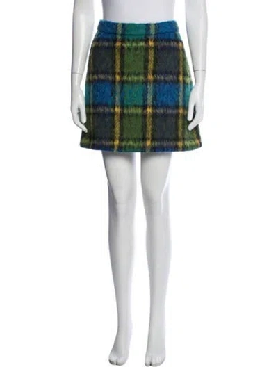 Pre-owned Kate Spade Plaid Print Mini Skirt In White
