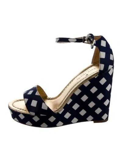 Pre-owned Kate Spade Plaid Print Sandals In Blue