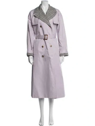 Pre-owned Kate Spade Plaid Print Trench Coat In Pink