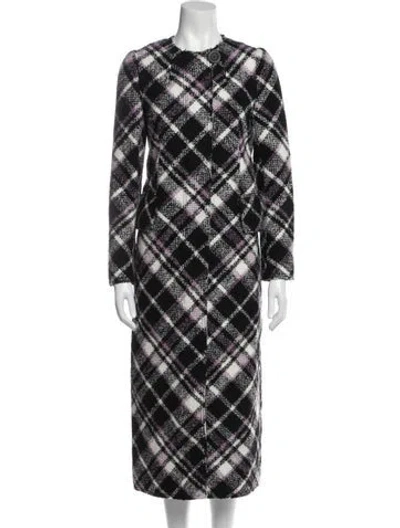 Pre-owned Kate Spade Plaid Print Trench Coat W/ Tags In Purple