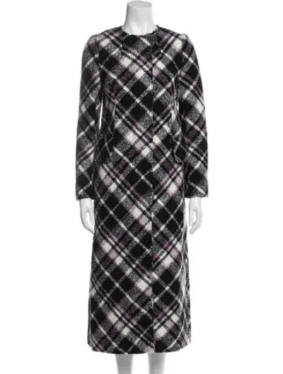 Pre-owned Kate Spade Plaid Print Trench Coat W/ Tags In Purple