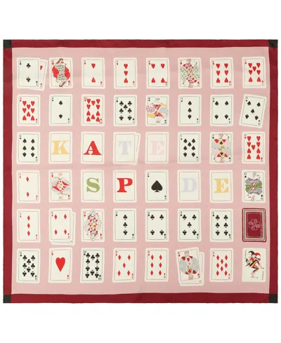 Kate Spade Playing Cards Silk Square Scarf In Red