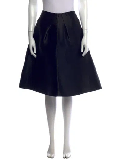 Pre-owned Kate Spade Pleated Accents Midi Length Skirt In Black/blue