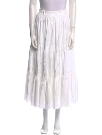 Pre-owned Kate Spade Pleated Accents Midi Length Skirt In White