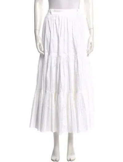 Pre-owned Kate Spade Pleated Accents Midi Length Skirt In White