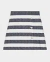 Kate Spade Pleated Striped Tweed Mini Skirt In Planetary Navy/cream