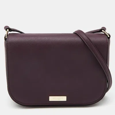 Pre-owned Kate Spade Plum Purple Leather Large Laurel Way Carsen Crossbody Bag