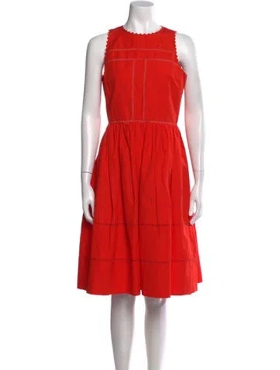 Pre-owned Kate Spade Plunge Neckline Midi Length Dress In Red