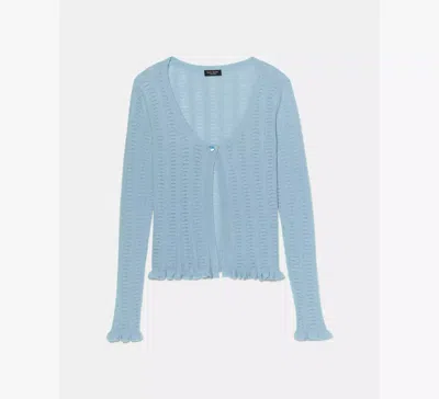 Kate Spade Pointelle Lace Knit Cardigan In Blue