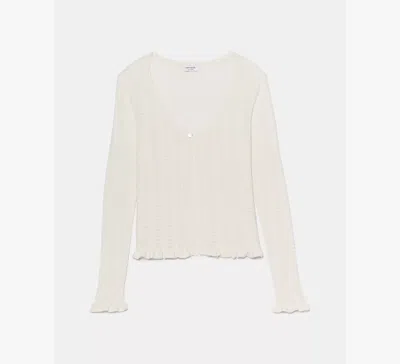 Kate Spade Pointelle Lace Knit Cardigan In White