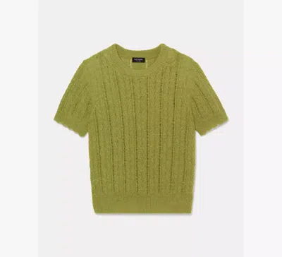 Kate Spade Pointelle Short Sleeve Sweater In Green