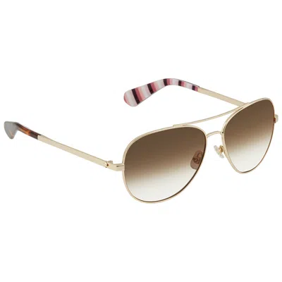 Kate Spade Polarized Brown Gradient Pilot Ladies Sunglasses Avaline2/s 0013/la 58 In Gold
