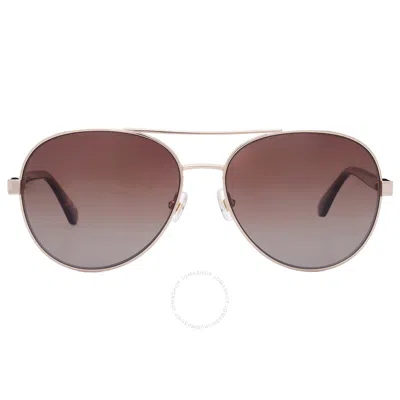 Kate Spade Polarized Brown Gradient Pilot Ladies Sunglasses Averie/s 006j/la 58 In Gold