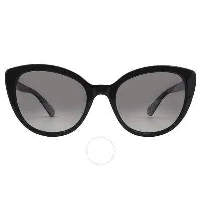 Kate Spade Polarized Grey Shaded Cat Eye Ladies Sunglasses Amberlee/s 0807/wj 55 In Black
