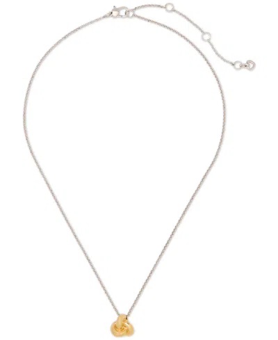 Kate Spade Polished Love Knot Pendant Necklace, 16" + 3" Extender In Two-tone