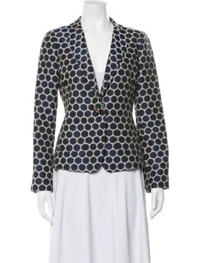 Pre-owned Kate Spade Polka Dot Print Blazer In White
