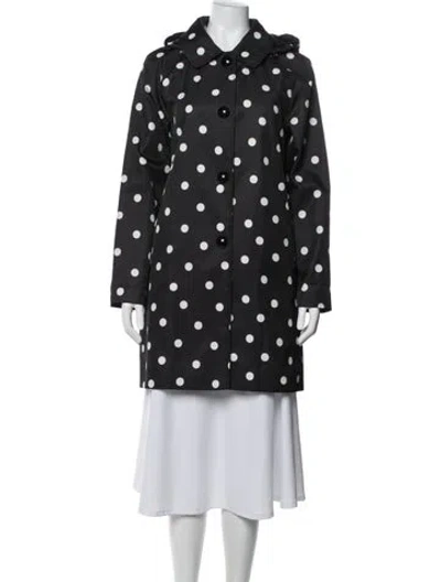 Pre-owned Kate Spade Polka Dot Print Coat In Black