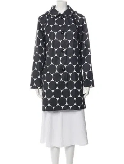 Pre-owned Kate Spade Polka Dot Print Coat In Grey