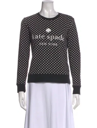Pre-owned Kate Spade Polka Dot Print Crew Neck Sweater In Black