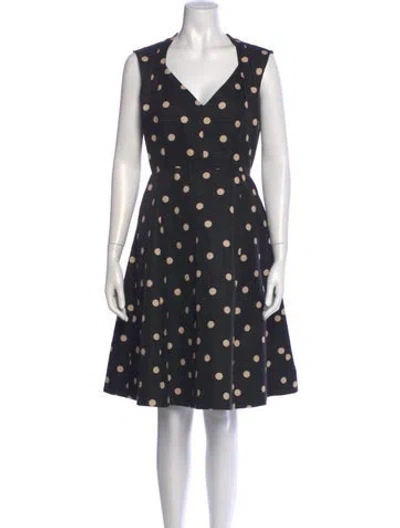 Pre-owned Kate Spade Polka Dot Print Knee-length Dress In Black