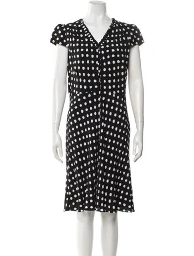 Pre-owned Kate Spade Polka Dot Print Knee-length Dress In Black