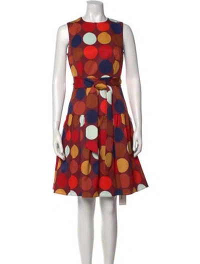 Pre-owned Kate Spade Polka Dot Print Knee-length Dress In Burgundy