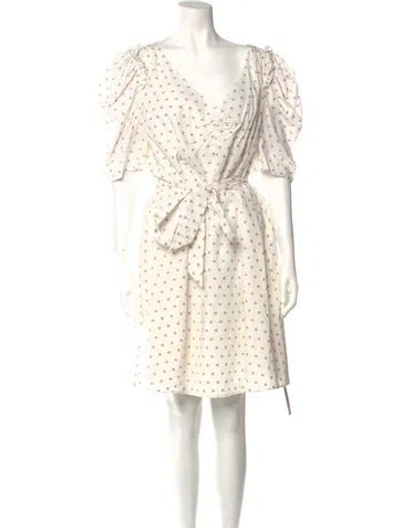 Pre-owned Kate Spade Polka Dot Print Knee-length Dress In White